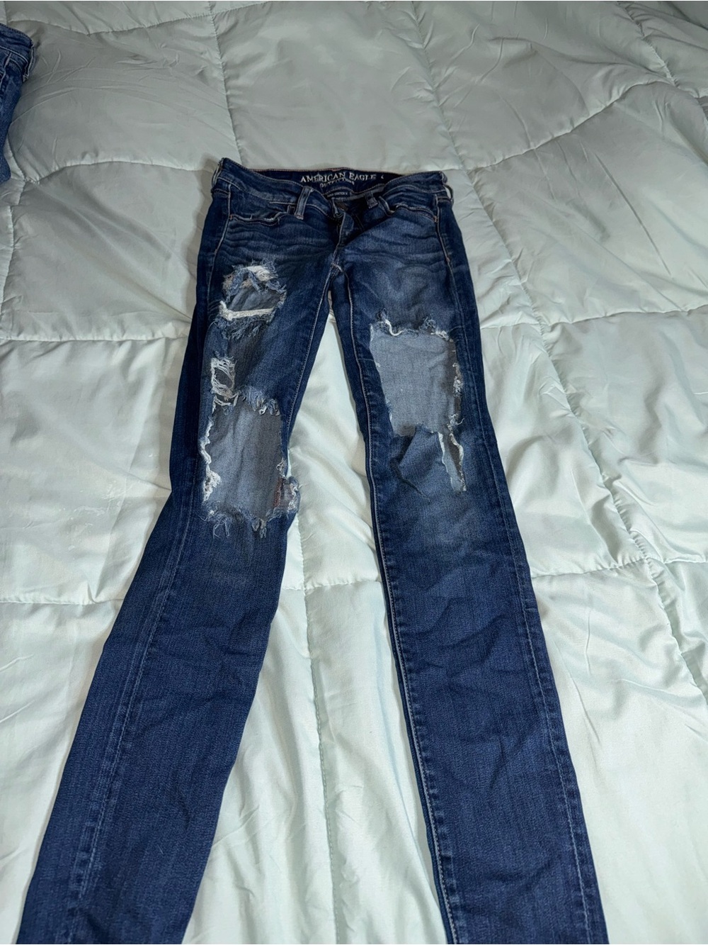 American Eagle Outfitters Dark Blue Distressed Skinny Jeans